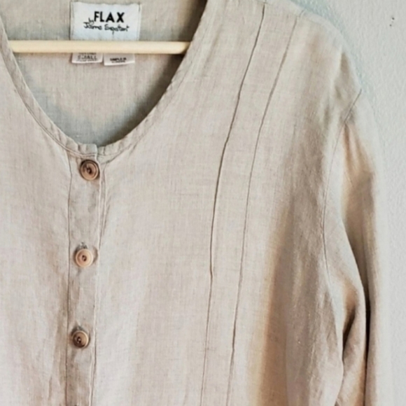Flax Neutral Button Front Top / Tunic - Picture 3 of 6